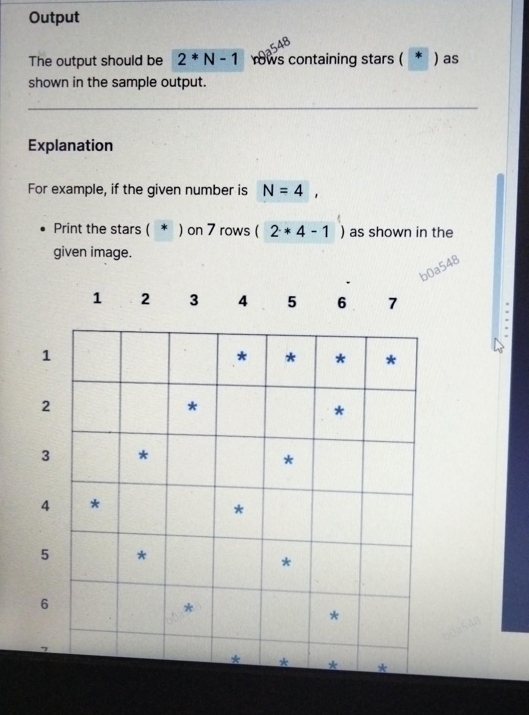 shape in rows using stars There is a space after every star