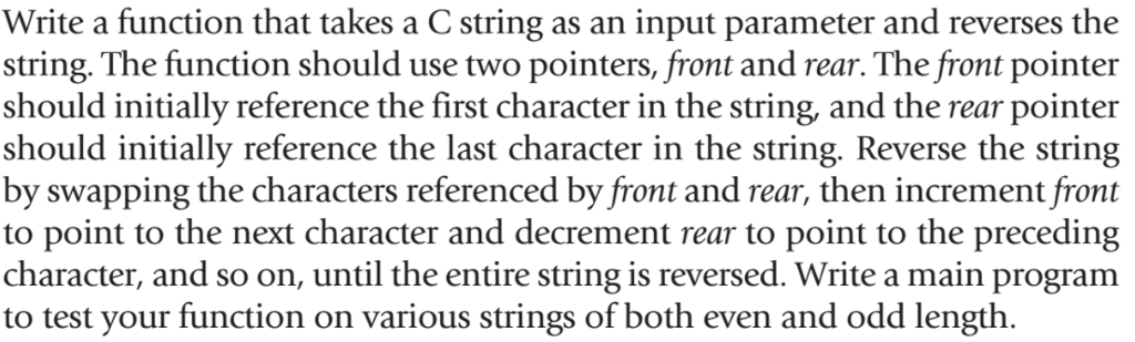 #include #include #include using namespace std; void reverse(char* front, char* rear); //