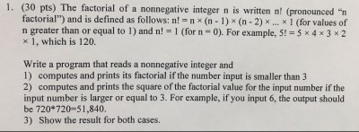 using c programming 1. The of a nonnegative integer n is written