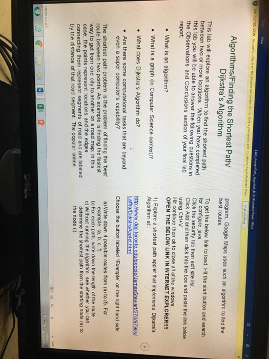  d View) Wad Algorithms/Finding the Shortest Path/ Dijkstra's Algorithm program, Google