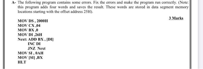 5/a in microprocessor ;i want solotin by handwriting A- The following program
