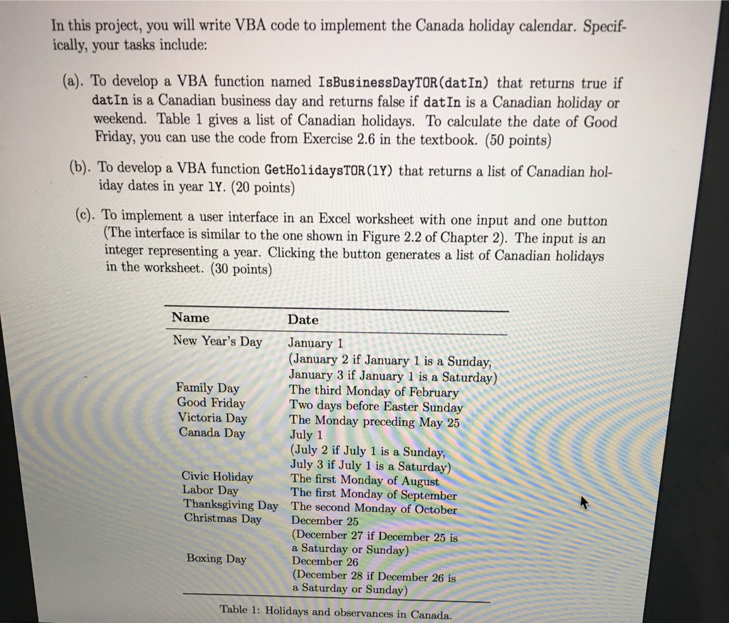  In this project, you will write VBA code to implement the