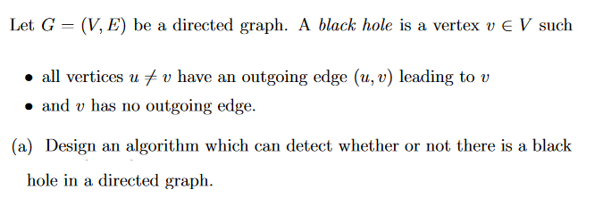  Let G - (V, E) be a directed graph. A black