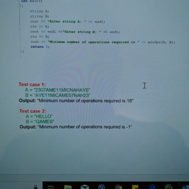 The only operation allowed is to put any character from A and