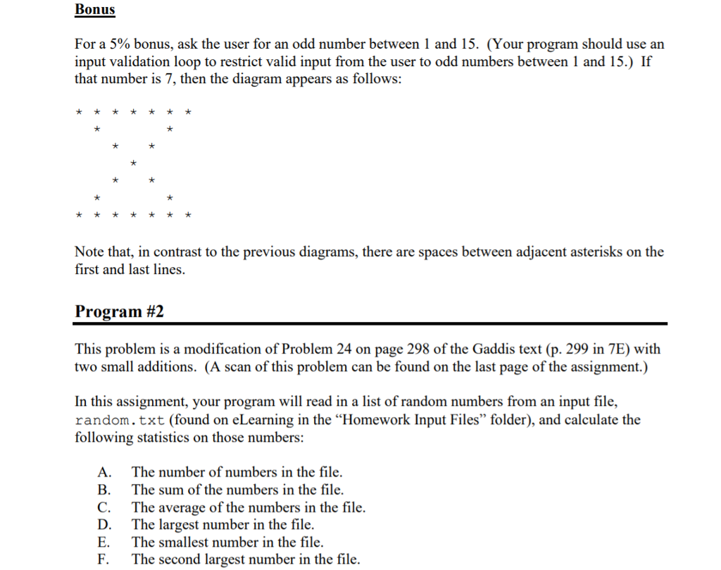 note that each of the programs should comply with the commenting and