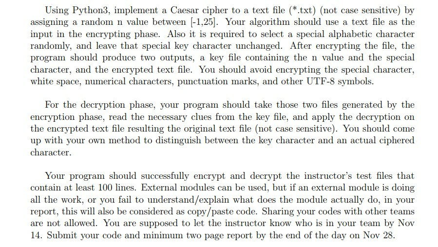  python 3 only for beginners. there should be encrypted message for