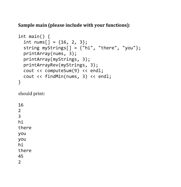 below) What you need to do: Write a recursive function computeSum that