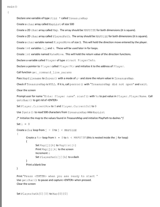 MAPSIZE. Set to 10. Create global variable MapFilename. Use char array and