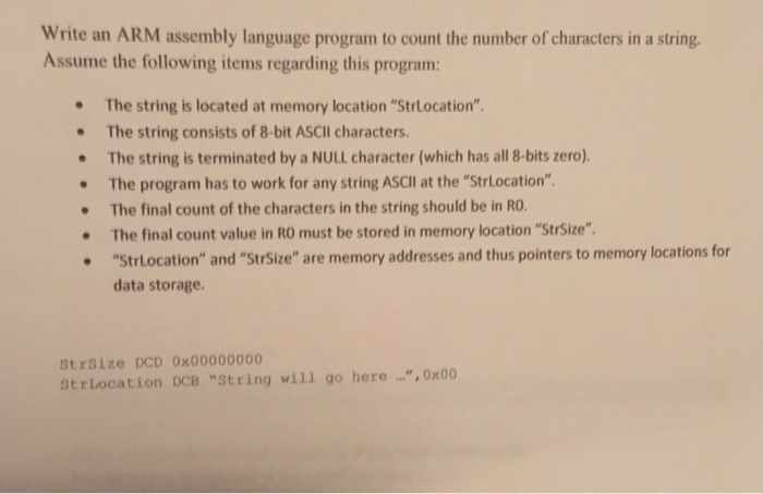  Write an ARM assembly language program to count the number of