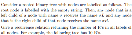  Consider a rooted binary tree with nodes are labelled as follows.