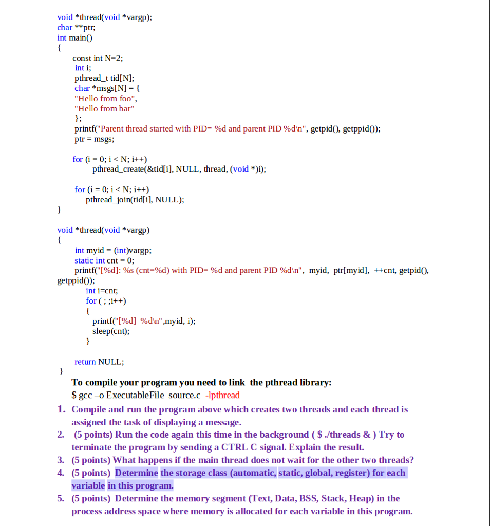  Source: void *thread(void *vargp); char **ptr, int main(){ const int N