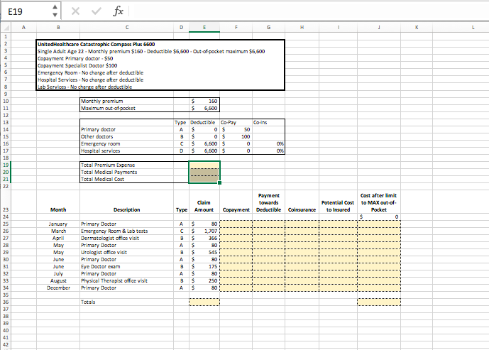 Please show the formulas!! E19 . x foc A B C D