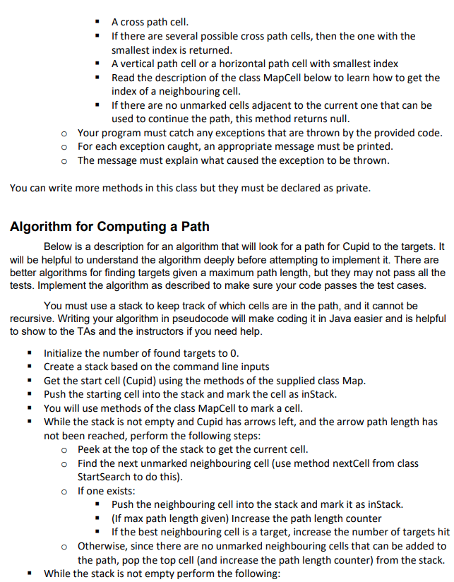 in this class: StartSearch(String filename) o This is the constructor for the