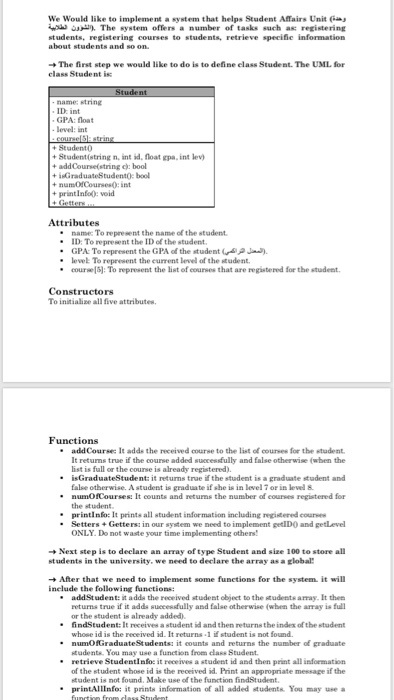  We Would like to implement a system that helps Student AfTairs