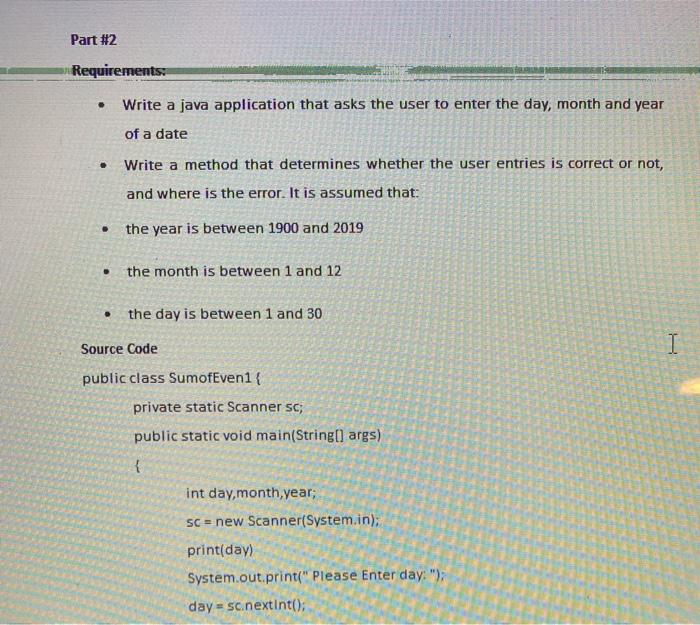  also tell the errors Part #2 Requirements: . Write a java