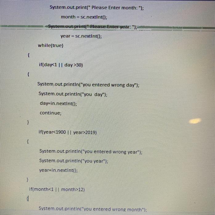 application that asks the user to enter the day, month and year