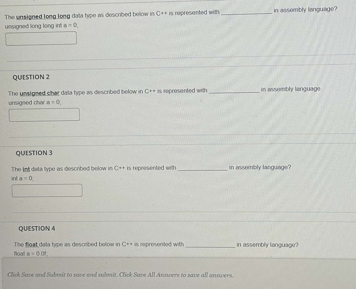 The unsigned long long data type as described below in C++is
