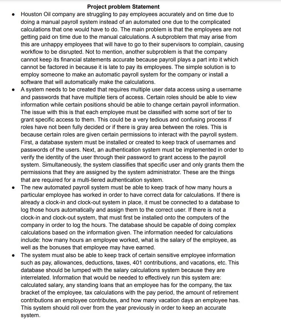 I need 3 data gathering goals and methods for this statement Project