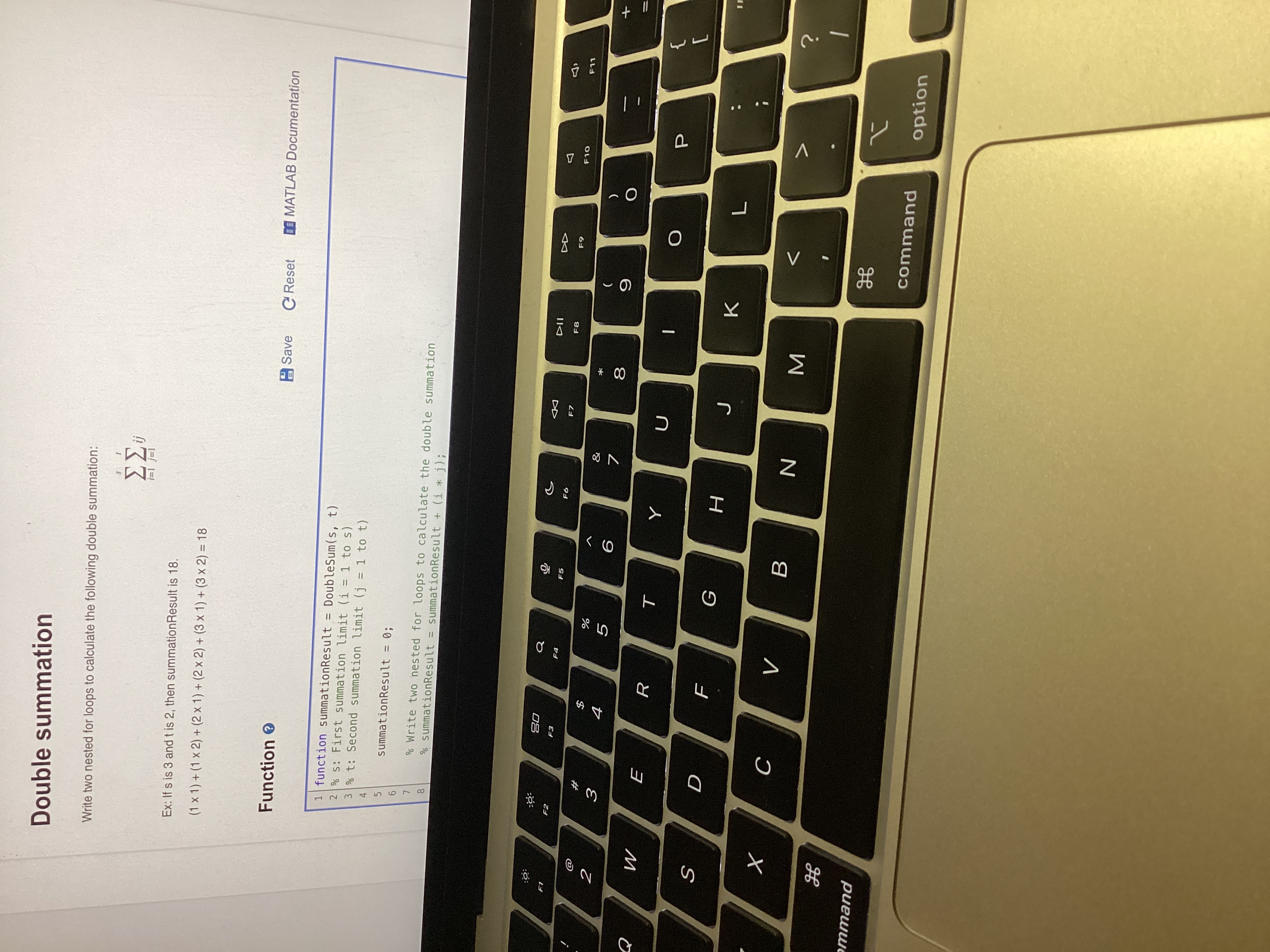  Double summation Write two nested for loops to calculate the following