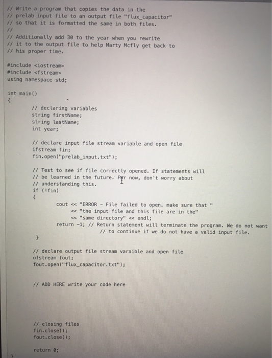  //Write a program that copies the data in the // prelab