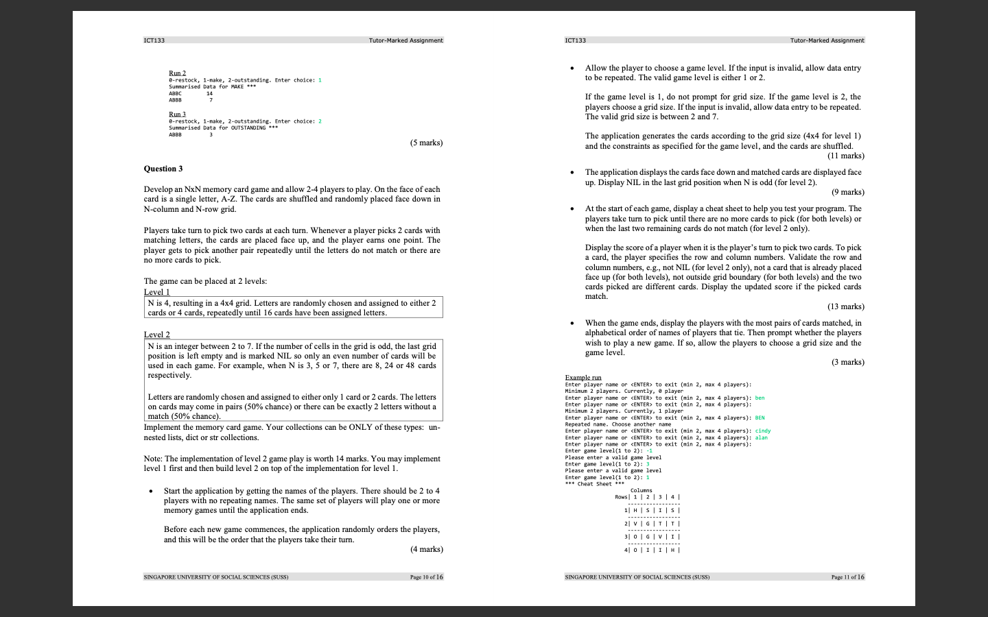please use python programming to solve the question. ICT133 Tutor-Marked Assignment ICT133