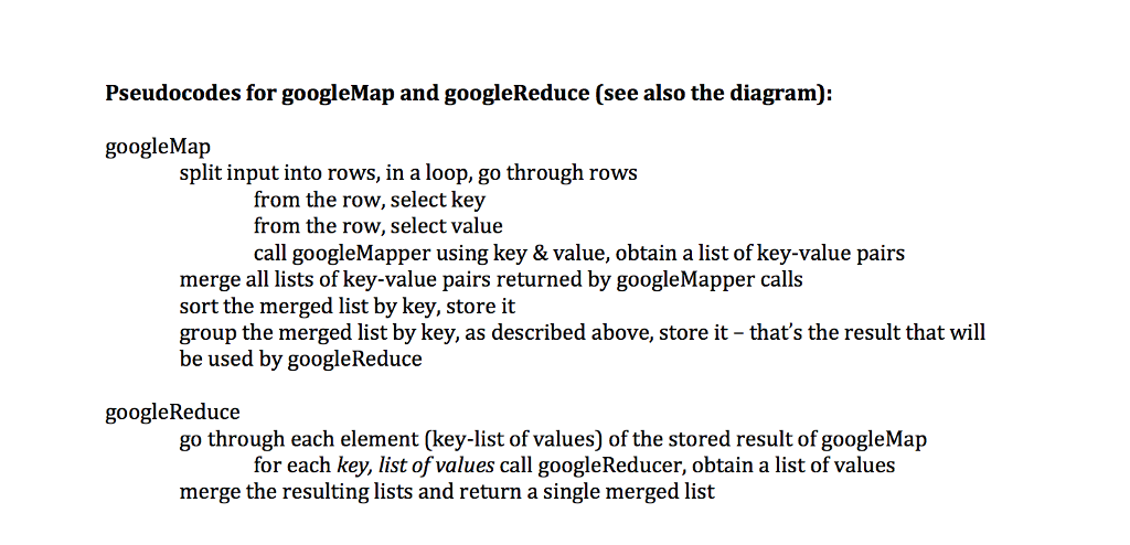 for googleMap and googleReduce: Test with the following: from GoogleMapReduce import GoogleMapReduce
