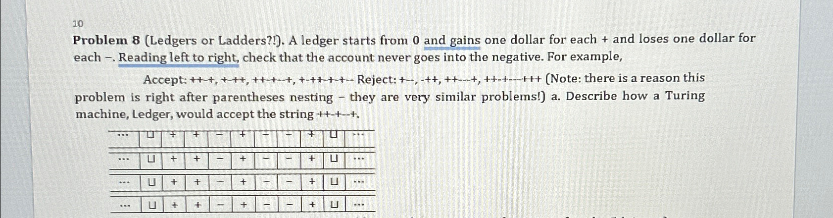  10 Problem 8(Ledgers or Ladders?!). A ledger starts from 0 and