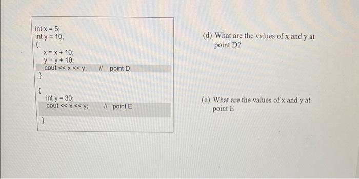 questions: (a) What are the values of x and y at point