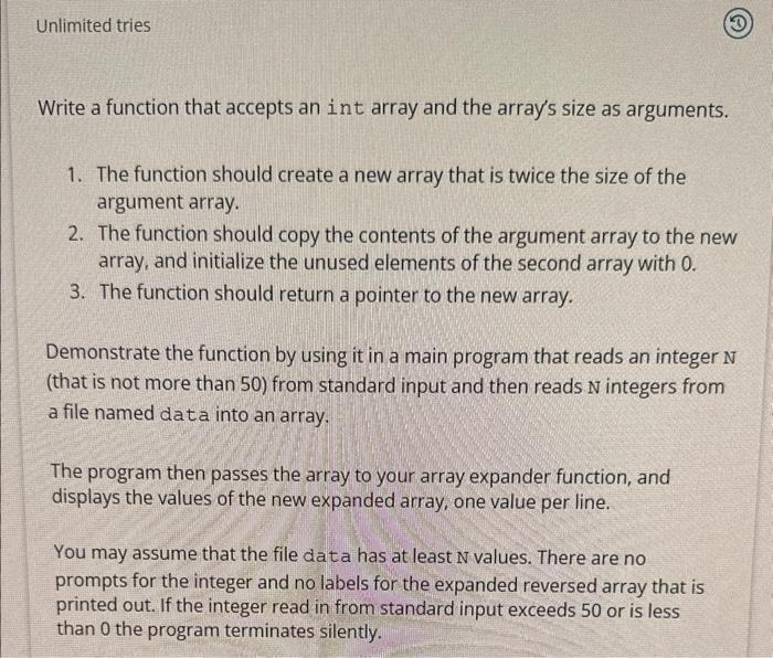  Write a function that accepts an int array and the array's
