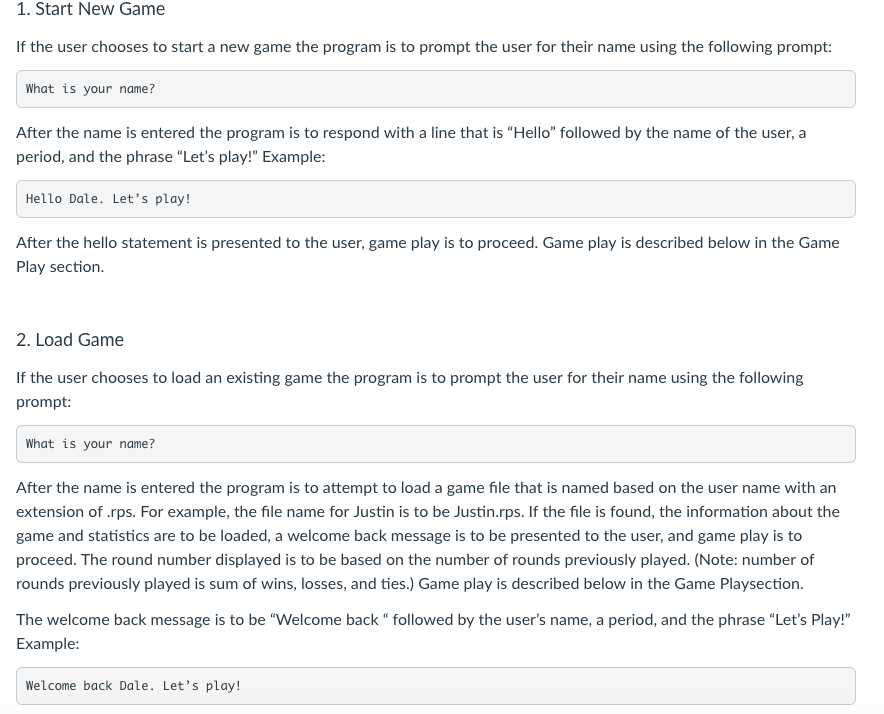 play the user chooses rock, paper, or scissors from a menu and