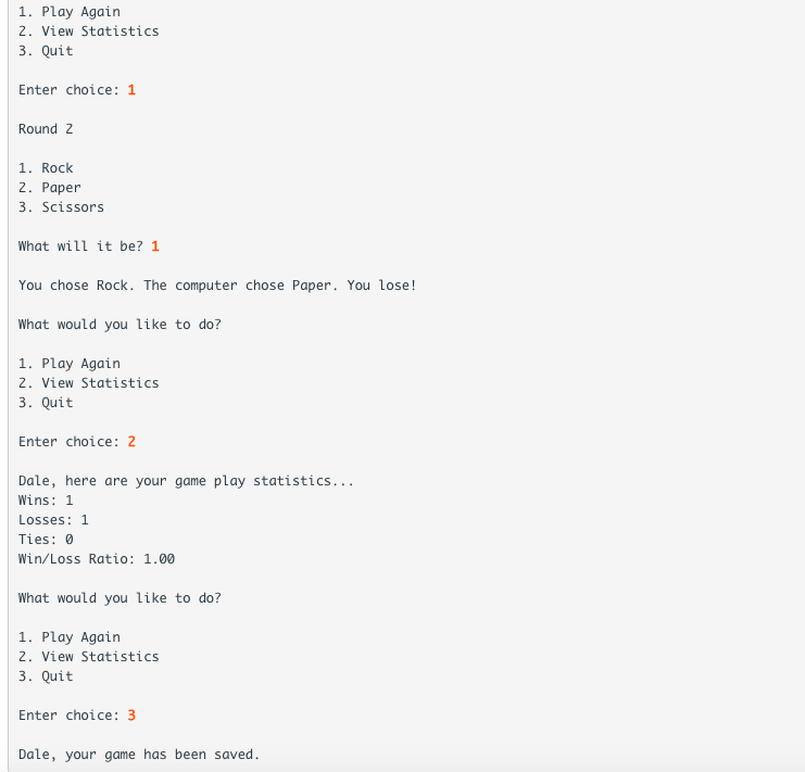 on the user's name the statistics are loaded and additional game play