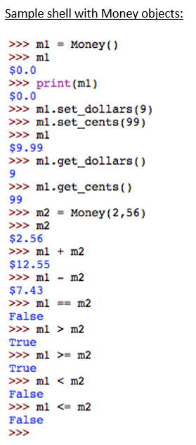 Please answer the following using Python: Create a Money class that can