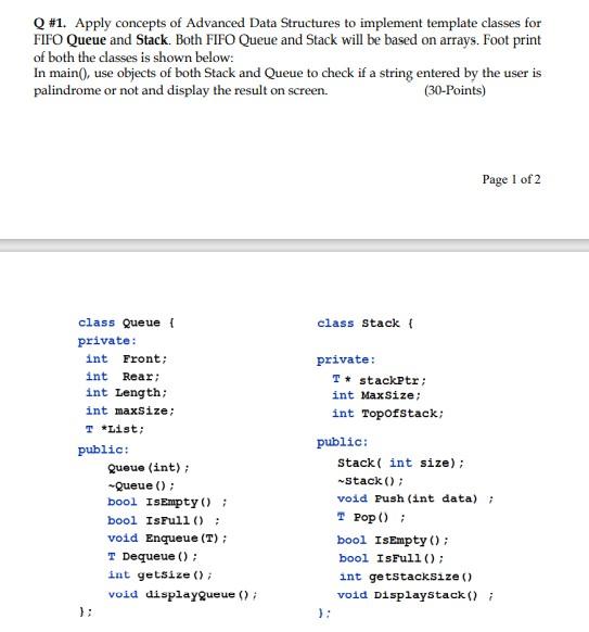  Q #1. Apply concepts of Advanced Data Structures to implement template
