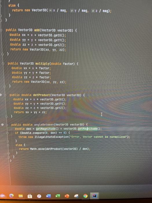 them public class Vector3D { private double private double private double public