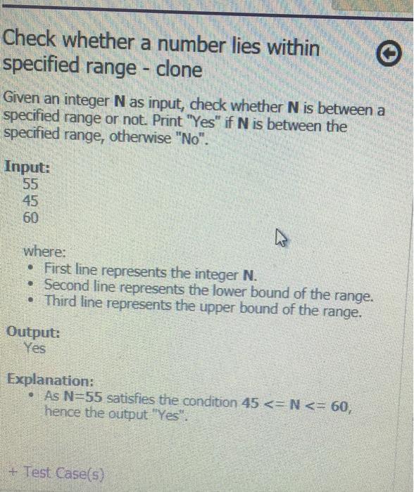  python please i have quiz Check whether a number lies within
