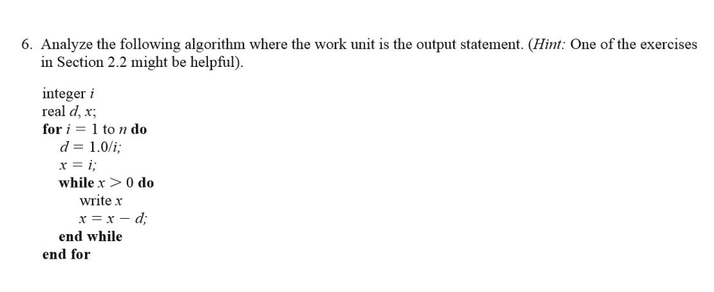 Need Help with Discrete Structure HW Problem Analyze the following algorithm where