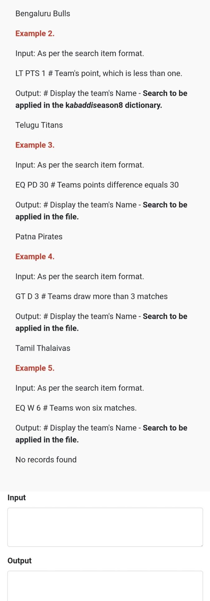 The tournament is halfway through; the team point details are stored in