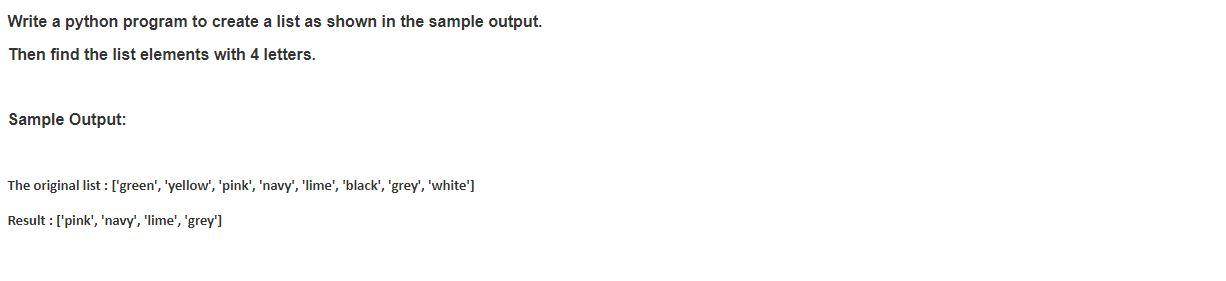  Write a python program to create a list as shown in