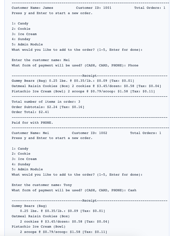 part of the project, you will store a customer list and store