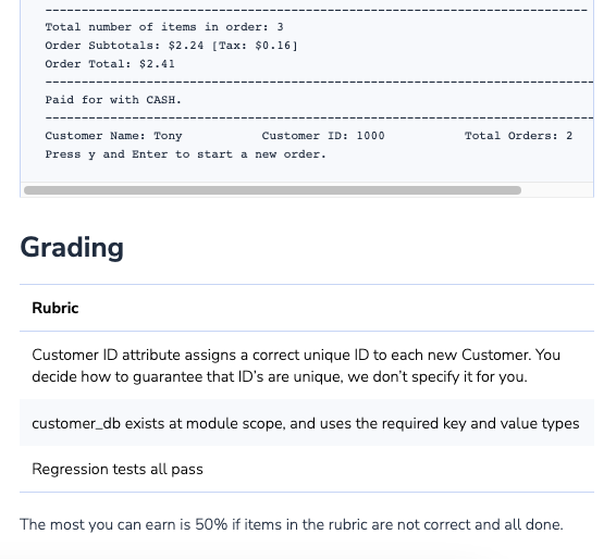 an order history for each customer. Changes to dessertshop module - Add