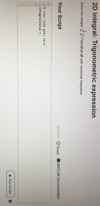  Write MATLAB Code with copy version 2D Integral: Trigonometric expression tegration.