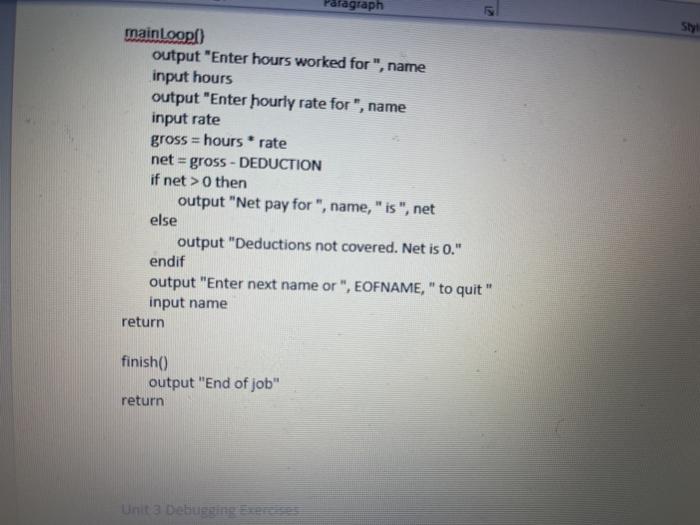 errors and fix the pseudocode in the area labeled, Correct the pseudocode