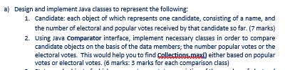  a) Design and implement Java classes to represent the following: 1.