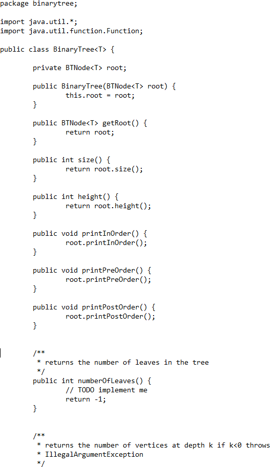// / \ // 8 -2 public static BinaryTree createTree() { BTNode
