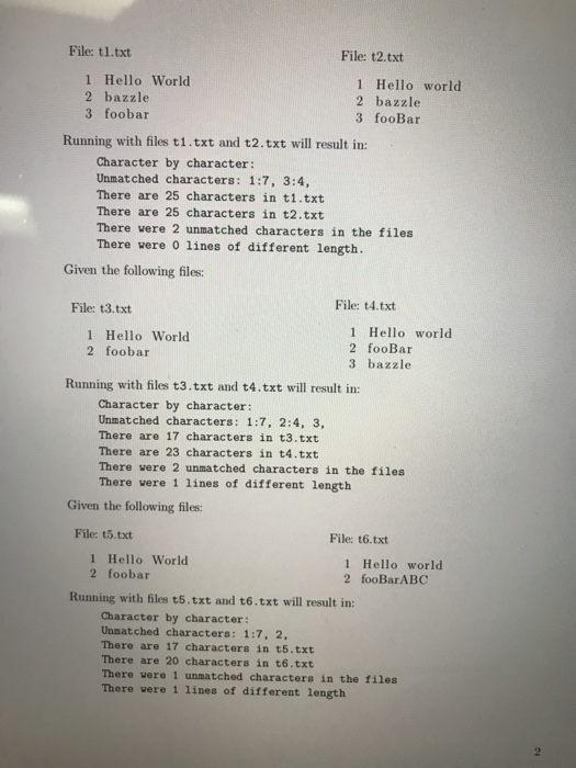 this assignment you will compare two different files in Python. The comparison