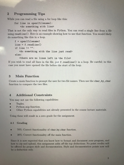 will be a line by line and character by character on each