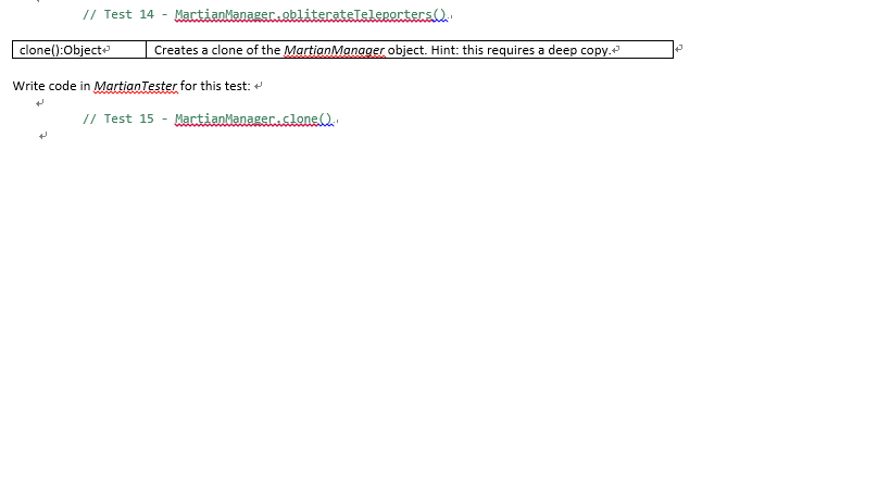 teleport(dest:String) toString0:String toString0:String RedMartian teleporters speak0):String Teleporter teleport(dest:string):String MartianTester main0