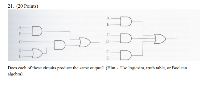  21. (20 Points) A B A B D D. D D