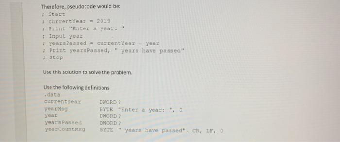 a year, print how many years have passed. Example run: Enter a