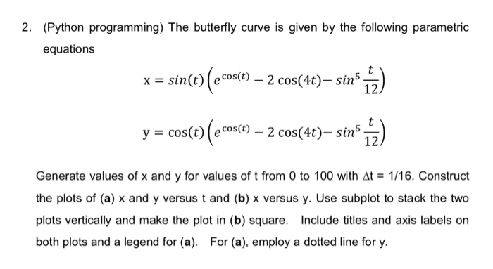  2. (Python programming) The butterfly curve is given by the following